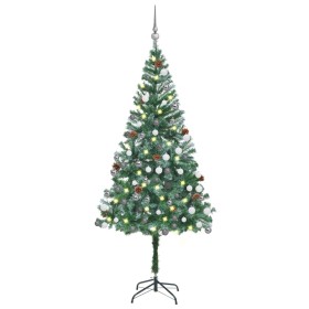 Árbol de Navidad helado con luces, bolas y piñas 180 cm de vidaXL, Arboles de navidad - Ref: Foro24-3077700, Precio: 60,99 €,...