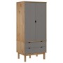 OTTA Kleiderschrank aus massivem Kiefernholz in Braun und Grau, 76,5 x 53 x 172 cm von vidaXL, Kleiderschränke - Ref: Foro24-...