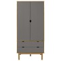 OTTA Kleiderschrank aus massivem Kiefernholz in Braun und Grau, 76,5 x 53 x 172 cm von vidaXL, Kleiderschränke - Ref: Foro24-...