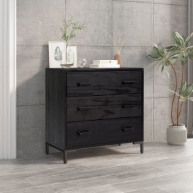 Solid black recycled pine wood chest of drawers 75x35x70 cm by vidaXL, Drawers - Ref: Foro24-349926, Price: 220,66 €, Discoun...