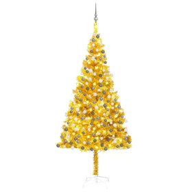 Árbol de Navidad preiluminado con luces y bolas dorado 210 cm de vidaXL, Arboles de navidad - Ref: Foro24-3077692, Precio: 77...