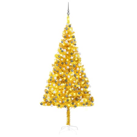 Beleuchteter Weihnachtsbaum mit Lichtern und Kugeln gold 210 cm von vidaXL, Weihnachtsbäume - Ref: Foro24-3077692, Preis: 90,...