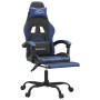 Drehbarer Gaming-Stuhl und Fußstütze aus schwarzem, blauem Kunstleder von vidaXL, Gaming-Stühle - Ref: Foro24-349603, Preis: ...