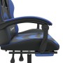 Drehbarer Gaming-Stuhl und Fußstütze aus schwarzem, blauem Kunstleder von vidaXL, Gaming-Stühle - Ref: Foro24-349603, Preis: ...