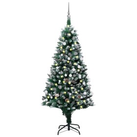 Árbol de Navidad helado con luces, bolas y piñas 150 cm de vidaXL, Arboles de navidad - Ref: Foro24-3077702, Precio: 86,99 €,...