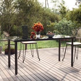 Mesa comedor jardín acero y vidrio templado negro 160x80x74 cm de vidaXL, Mesas de jardín - Ref: Foro24-319283, Precio: 211,9...