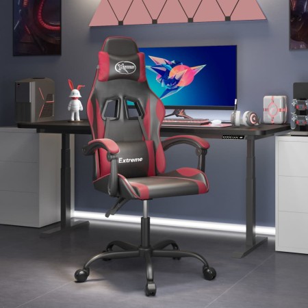 Drehbarer Gaming-Stuhl aus schwarzem und weinrotem Kunstleder von vidaXL, Gaming-Stühle - Ref: Foro24-349574, Preis: 122,99 €...