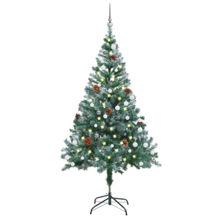 Árbol de Navidad helado con luces LED, bolas y piñas 150 cm de vidaXL, Arboles de navidad - Ref: Foro24-3077699, Precio: 50,2...