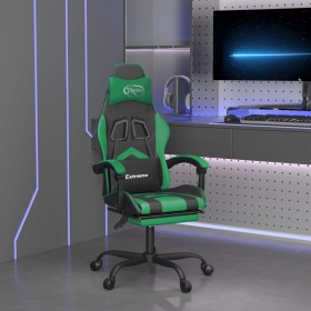 Silla gaming giratoria y reposapiés cuero sintético negro verde de vidaXL, Sillones para videojuegos - Ref: Foro24-349606, Pr...