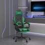 Silla gaming giratoria y reposapiés cuero sintético negro verde de vidaXL, Sillones para videojuegos - Ref: Foro24-349606, Pr...