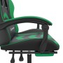 Silla gaming giratoria y reposapiés cuero sintético negro verde de vidaXL, Sillones para videojuegos - Ref: Foro24-349606, Pr...