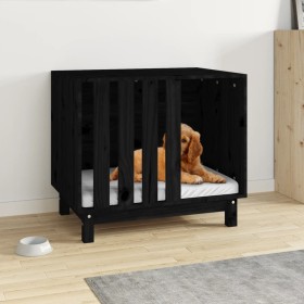 Caseta para perros madera maciza de pino negro 70x50x62 cm de vidaXL, Casetas para perros - Ref: Foro24-822485, Precio: 103,0...