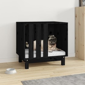 Caseta para perros madera maciza de pino negro 60x45x57 cm de vidaXL, Casetas para perros - Ref: Foro24-822480, Precio: 83,99...