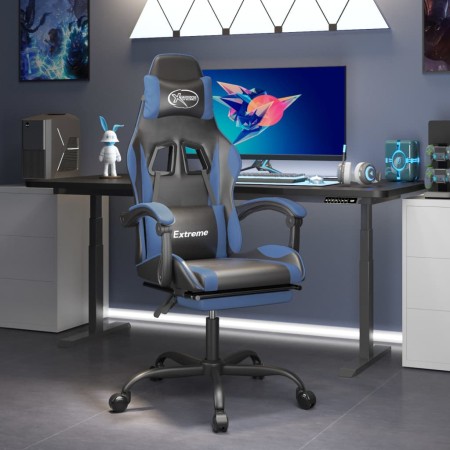 Swivel gaming chair and footrest black blue synthetic leather by vidaXL, Gaming chairs - Ref: Foro24-349579, Price: 127,03 €,...