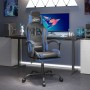 Silla gaming giratoria y reposapiés cuero sintético negro azul de vidaXL, Sillones para videojuegos - Ref: Foro24-349579, Pre...