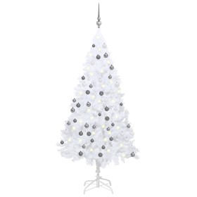 Árbol de Navidad preiluminado con luces y bolas blanco 120 cm de vidaXL, Arboles de navidad - Ref: Foro24-3077711, Precio: 49...