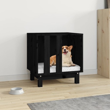 Caseta para perros madera maciza de pino negro 50x40x52 cm de vidaXL, Casetas para perros - Ref: Foro24-822475, Precio: 63,08...