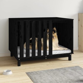 Dog house solid black pine wood 100x70x72 cm by vidaXL, Dog kennels - Ref: Foro24-822495, Price: 226,99 €, Discount: %