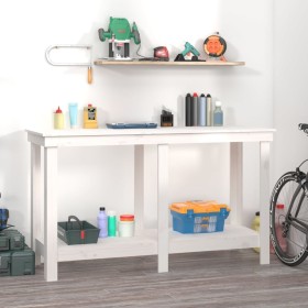 Solid white pine wood workbench 140x50x80 cm by vidaXL, Work tables - Ref: Foro24-822507, Price: 127,99 €, Discount: %