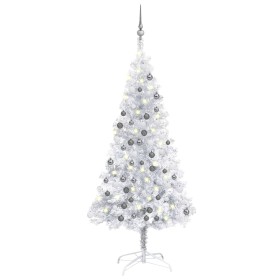 Beleuchteter Weihnachtsbaum mit Lichtern und Kugeln silber 120 cm von vidaXL, Weihnachtsbäume - Ref: Foro24-3077694, Preis: 4...