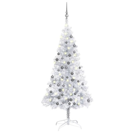 Árbol de Navidad preiluminado con luces y bolas plateado 120 cm de vidaXL, Arboles de navidad - Ref: Foro24-3077694, Precio: ...