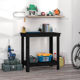 Solid black pine wood workbench 80x50x80 cm by vidaXL, Work tables - Ref: Foro24-822500, Price: 73,99 €, Discount: %