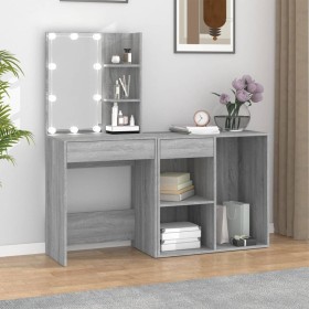 Dressing table with LED and Sonoma gray plywood cabinet by vidaXL, Bedroom Dressers - Ref: Foro24-3120186, Price: 151,99 €, D...