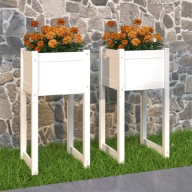 Jardinera 2 unidades madera maciza de pino blanco 40x40x81 cm de vidaXL, Maceteros y jardineras - Ref: Foro24-822125, Precio:...