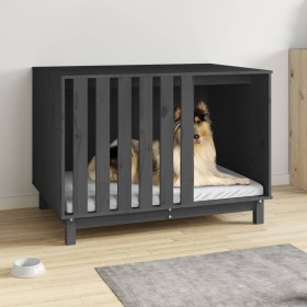 Caseta para perros madera maciza de pino gris 100x70x72 cm de vidaXL, Casetas para perros - Ref: Foro24-822493, Precio: 199,9...