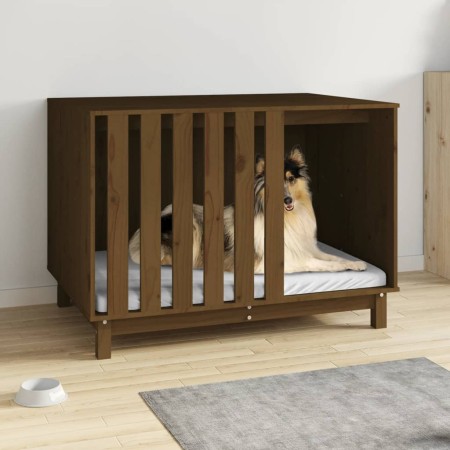 Hundebett aus massivem Kiefernholz, honigbraun, 100 x 70 x 72 cm von vidaXL, Hundehütten - Ref: Foro24-822494, Preis: 194,99 ...