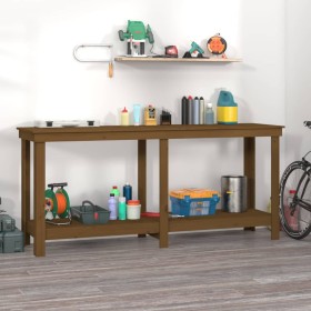 Solid honey brown pine wood workbench 180x50x80 cm by vidaXL, Work tables - Ref: Foro24-822514, Price: 183,99 €, Discount: %