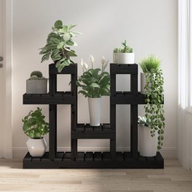 Solid black pine wood plant stand 104.5x25x77.5 cm by vidaXL, Pot stands - Ref: Foro24-822101, Price: 71,86 €, Discount: %