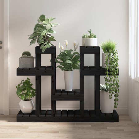 Solid black pine wood plant stand 104.5x25x77.5 cm by vidaXL, Pot stands - Ref: Foro24-822101, Price: 71,99 €, Discount: %