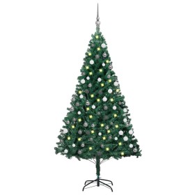 Árbol de Navidad preiluminado con luces y bolas verde 180 cm de vidaXL, Arboles de navidad - Ref: Foro24-3077708, Precio: 66,...