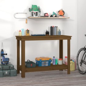 Solid honey brown pine wood workbench 110x50x80 cm by vidaXL, Work tables - Ref: Foro24-822504, Price: 78,99 €, Discount: %