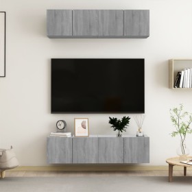 Wall TV furniture 4 units Sonoma gray plywood 60x30x30 cm by vidaXL, TV Furniture - Ref: Foro24-3120204, Price: 138,99 €, Dis...