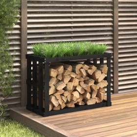 Outdoor firewood holder black pine wood 108x52x74 cm by vidaXL, Firewood bags and holders - Ref: Foro24-822635, Price: 85,68 ...