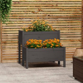 Solid gray pine wood planter 84.5x84x75 cm by vidaXL, Pots and planters - Ref: Foro24-822259, Price: 100,47 €, Discount: %