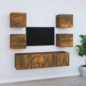 Set de muebles de TV 6 pzas madera contrachapada roble ahumado de vidaXL, Muebles TV - Ref: Foro24-3120239, Precio: 141,99 €,...