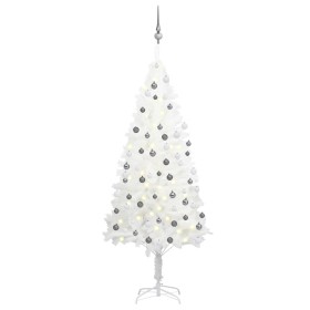 Árbol de Navidad preiluminado con luces y bolas blanco 180 cm de vidaXL, Arboles de navidad - Ref: Foro24-3077720, Precio: 12...