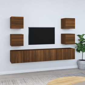 Set de muebles para TV 7 pzas madera contrachapada roble marrón de vidaXL, Muebles TV - Ref: Foro24-3120244, Precio: 186,99 €...