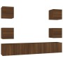 TV furniture set 7 pieces brown oak plywood by vidaXL, TV Furniture - Ref: Foro24-3120244, Price: 186,27 €, Discount: %