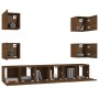 TV furniture set 7 pieces brown oak plywood by vidaXL, TV Furniture - Ref: Foro24-3120244, Price: 186,27 €, Discount: %