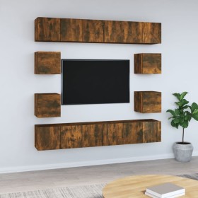 TV furniture set 10 pieces smoked oak plywood by vidaXL, TV Furniture - Ref: Foro24-3120215, Price: 270,89 €, Discount: %