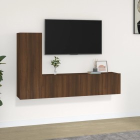 TV furniture set 3 pieces brown oak plywood by vidaXL, TV Furniture - Ref: Foro24-3120259, Price: 111,99 €, Discount: %