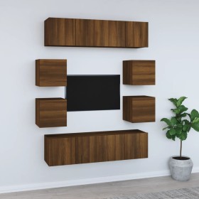 TV furniture set 8 pieces brown oak plywood by vidaXL, TV Furniture - Ref: Foro24-3120214, Price: 208,99 €, Discount: %