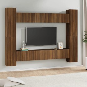 TV furniture set 10 pieces oak brown plywood by vidaXL, TV Furniture - Ref: Foro24-3120220, Price: 443,92 €, Discount: %