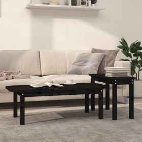 2-piece solid black pine wood coffee table set by vidaXL, Coffee table - Ref: Foro24-822366, Price: 86,35 €, Discount: %