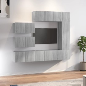 TV furniture set 8 pieces Sonoma gray plywood by vidaXL, TV Furniture - Ref: Foro24-3120294, Price: 283,99 €, Discount: %