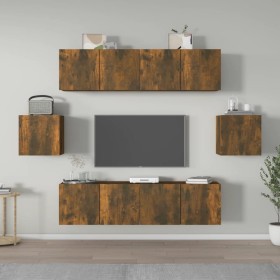 TV furniture set 6 pieces smoked oak plywood by vidaXL, TV Furniture - Ref: Foro24-3120266, Price: 168,53 €, Discount: %